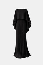Veda | Pleated Chiffon Maxi Dress With High Neck Silhouette - Nalani - Fashion Clothing and Decor