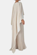 Veda | Pleated Chiffon Maxi Dress With High Neck Silhouette - Nalani - Fashion Clothing and Decor