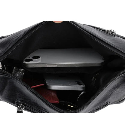 Vegan Leather Crossbody Bag With Secure Zipper Pockets - Nalani - UK Fashion Clothing and Decor