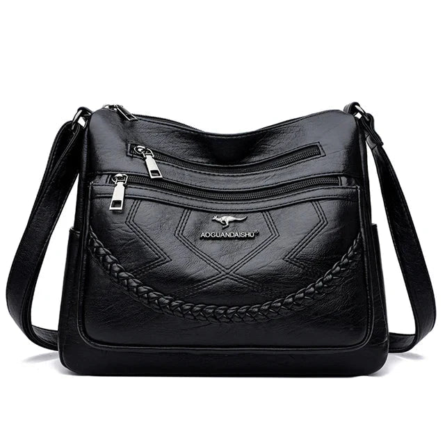 Vegan Leather Crossbody Bag With Secure Zipper Pockets - Nalani - UK Fashion Clothing and Decor