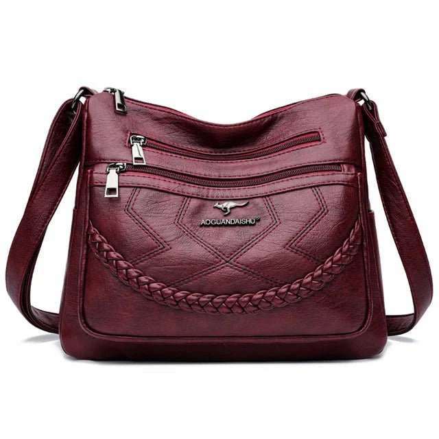 Vegan Leather Crossbody Bag With Secure Zipper Pockets - Nalani - UK Fashion Clothing and Decor