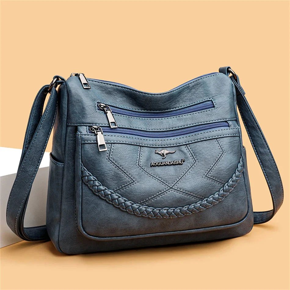 Vegan Leather Crossbody Bag With Secure Zipper Pockets - Nalani - UK Fashion Clothing and Decor