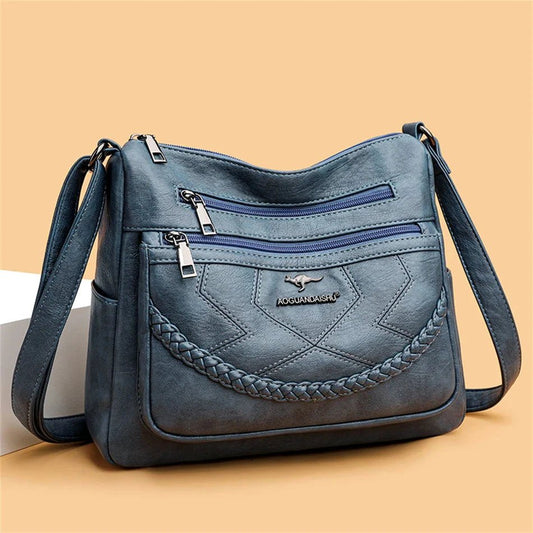 Vegan Leather Crossbody Bag With Secure Zipper Pockets - Nalani - UK Fashion Clothing and Decor