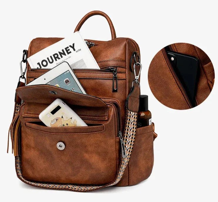 Vegan Leather Womens Backpack With Gift Bag Padded Straps - Nalani - UK Fashion Clothing and Decor