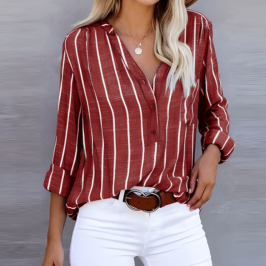 Veloura | Trendy Striped Blouse for Women – Casual & Office Top - Nalani - Fashion Clothing and Decor