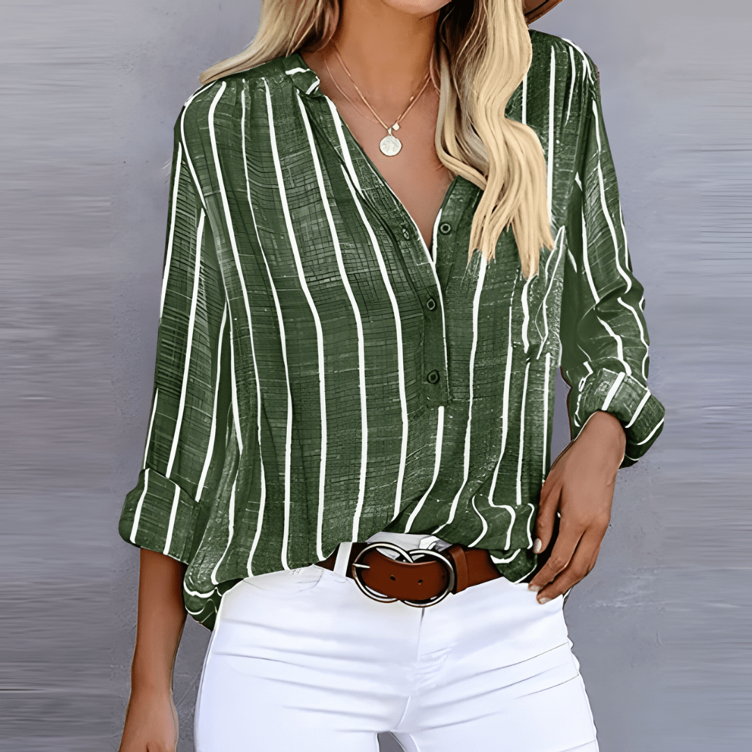 Veloura | Trendy Striped Blouse for Women – Casual & Office Top - Nalani - Fashion Clothing and Decor