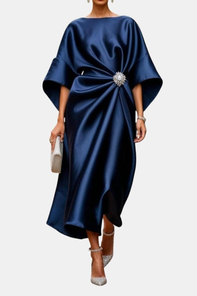 Verbera - Wide Sleeve Satin Maxi Dress For Formal Evening Occasions - Nalani - Fashion Clothing and Decor