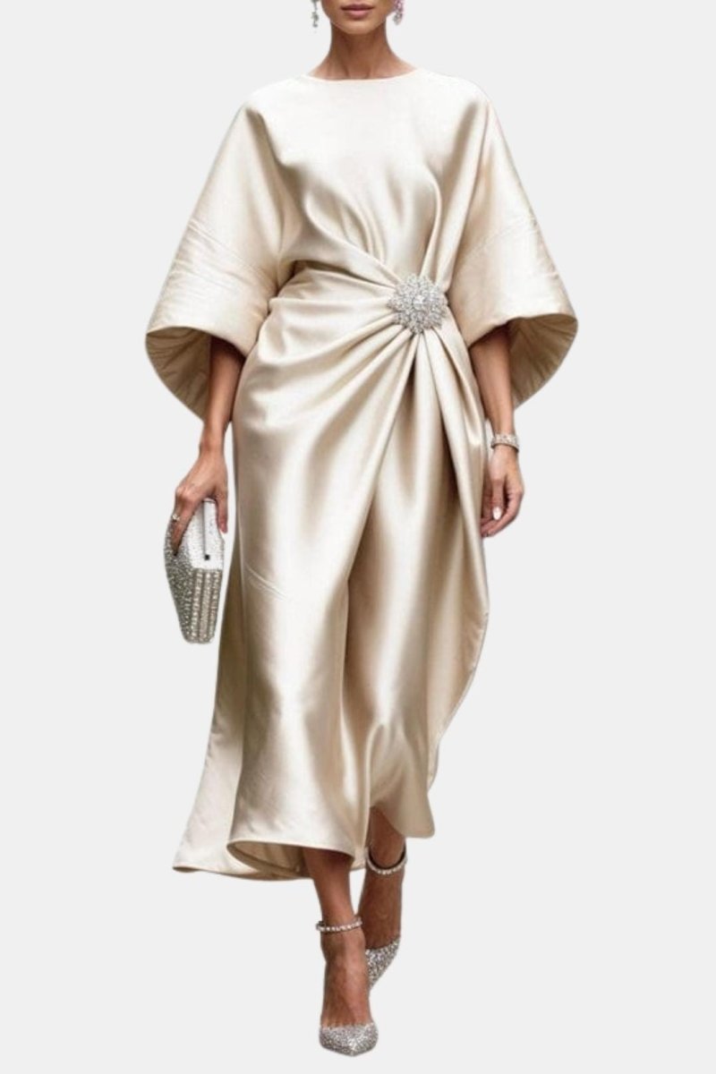 Verbera - Wide Sleeve Satin Maxi Dress For Formal Evening Occasions - Nalani - Fashion Clothing and Decor