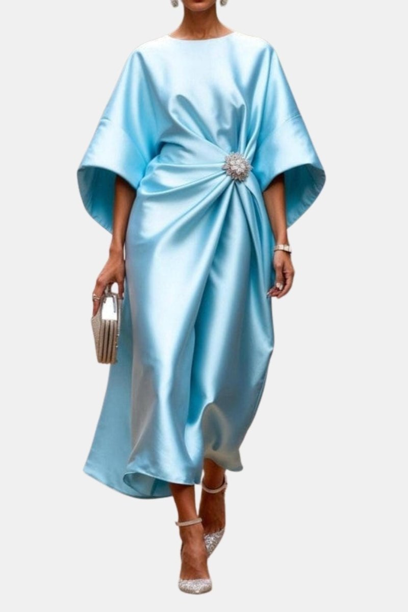 Verbera - Wide Sleeve Satin Maxi Dress For Formal Evening Occasions - Nalani - Fashion Clothing and Decor
