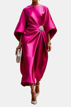 Verbera - Wide Sleeve Satin Maxi Dress For Formal Evening Occasions - Nalani - Fashion Clothing and Decor