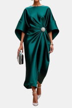 Verbera - Wide Sleeve Satin Maxi Dress For Formal Evening Occasions - Nalani - Fashion Clothing and Decor