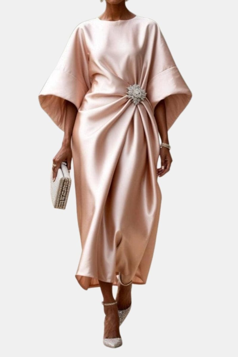 Verbera - Wide Sleeve Satin Maxi Dress For Formal Evening Occasions - Nalani - Fashion Clothing and Decor