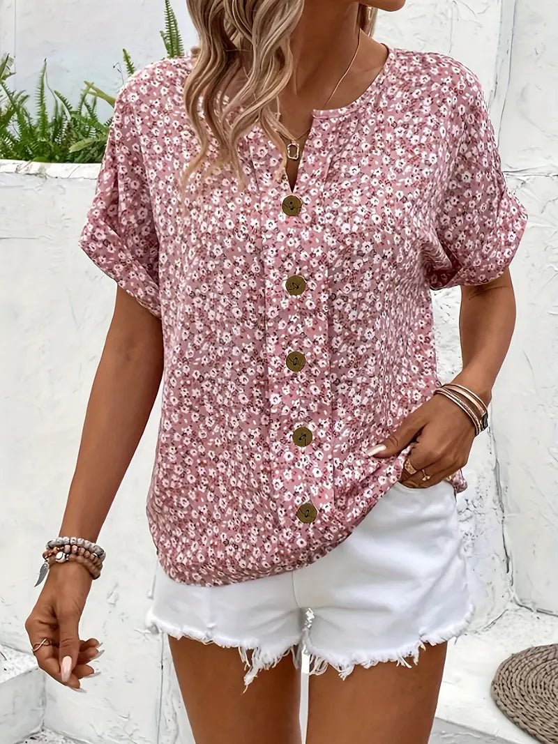 Verna | Chic Floral Print Blouse For Everyday Wear Lightweight - Nalani - Fashion Clothing and Decor