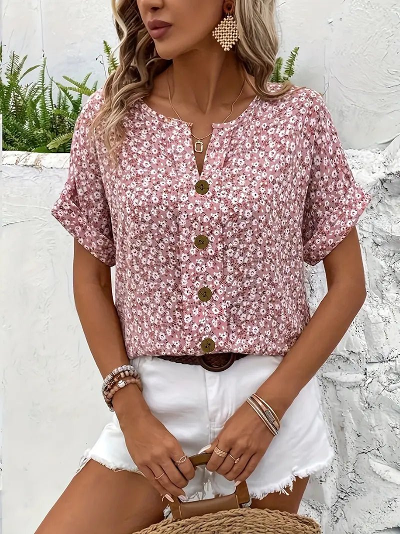 Verna | Chic Floral Print Blouse For Everyday Wear Lightweight - Nalani - Fashion Clothing and Decor