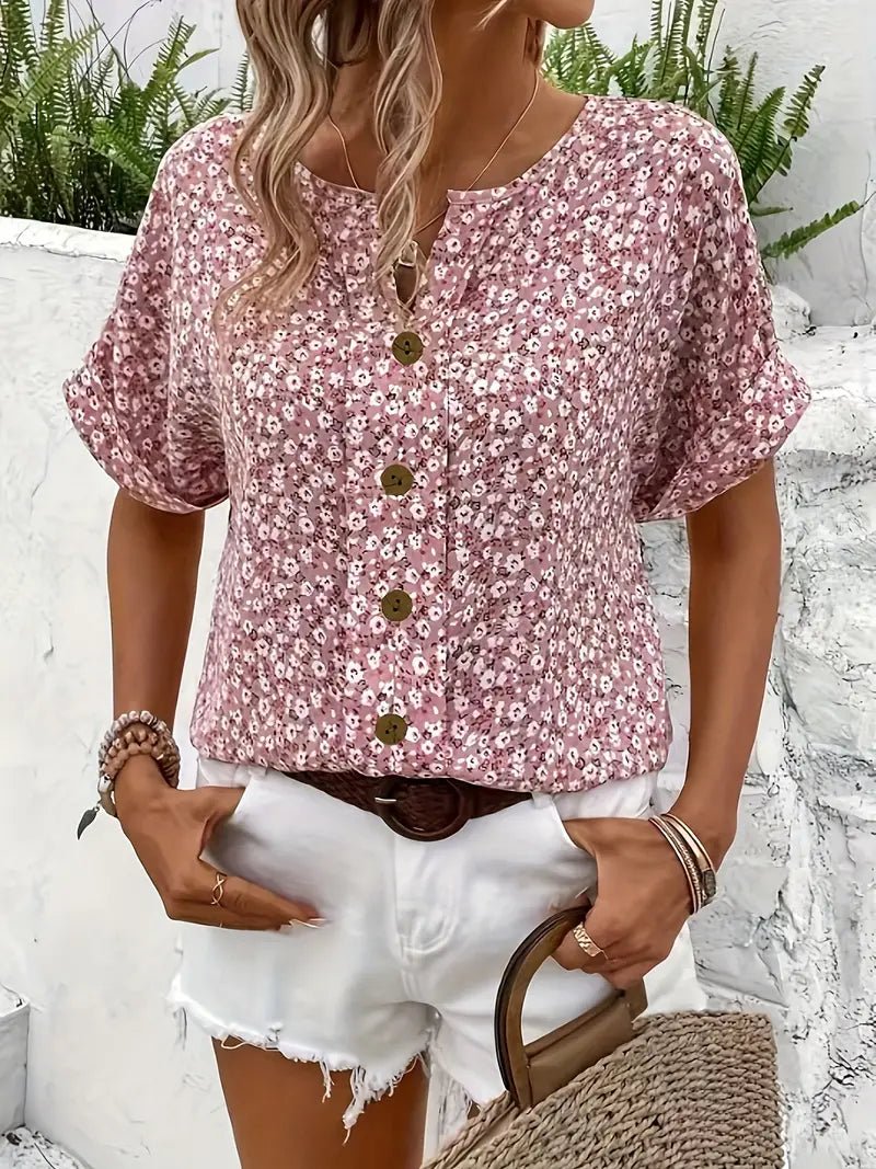 Verna | Chic Floral Print Blouse For Everyday Wear Lightweight - Nalani - Fashion Clothing and Decor