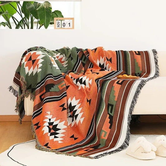 Vibrant Throw Blanket Collection with Braided Fringe Ends - Nalani - UK Fashion Clothing and Decor