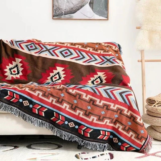 Vibrant Throw Blanket Collection with Braided Fringe Ends - Nalani - UK Fashion Clothing and Decor
