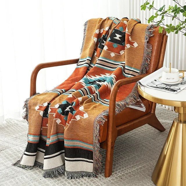 Vibrant Throw Blanket Collection with Braided Fringe Ends - Nalani - UK Fashion Clothing and Decor