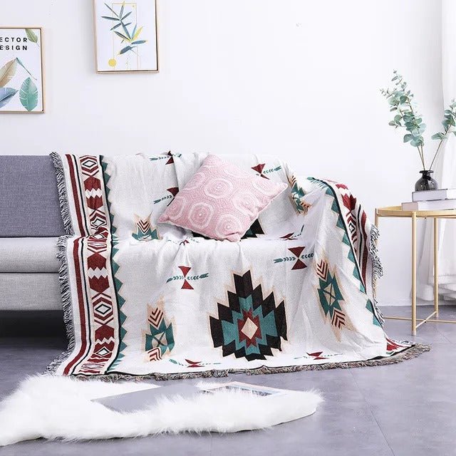 Vibrant Throw Blanket Collection with Braided Fringe Ends - Nalani - UK Fashion Clothing and Decor