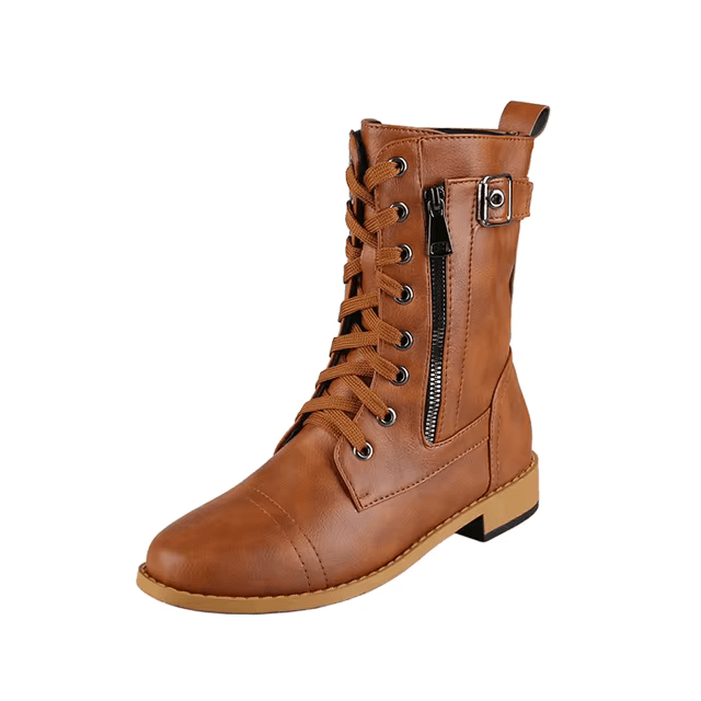 Vintage Faux Leather Boots for Women With Lace Up Buckle - Nalani - UK Fashion Clothing and Decor