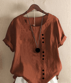 Virelle | Solid - color short - sleeved blouse with a round neckline - Nalani - Fashion Clothing and Decor