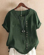 Virelle | Solid - color short - sleeved blouse with a round neckline - Nalani - Fashion Clothing and Decor
