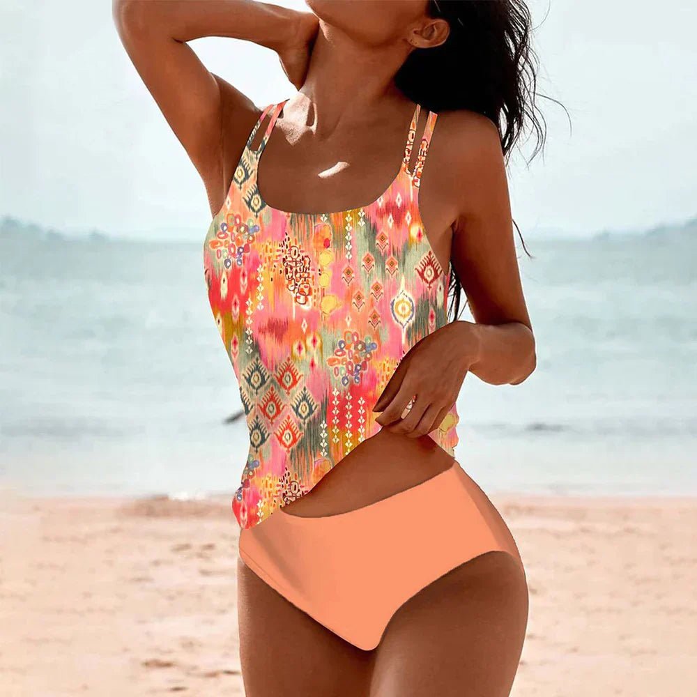 Virelle | Two - piece tankini set for women with boho print | Slim fit - Nalani - Fashion Clothing and Decor