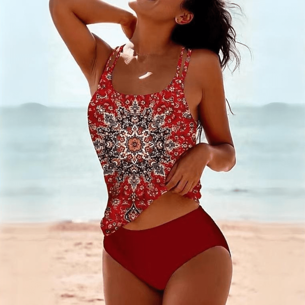Virelle | Two - piece tankini set for women with boho print | Slim fit - Nalani - Fashion Clothing and Decor