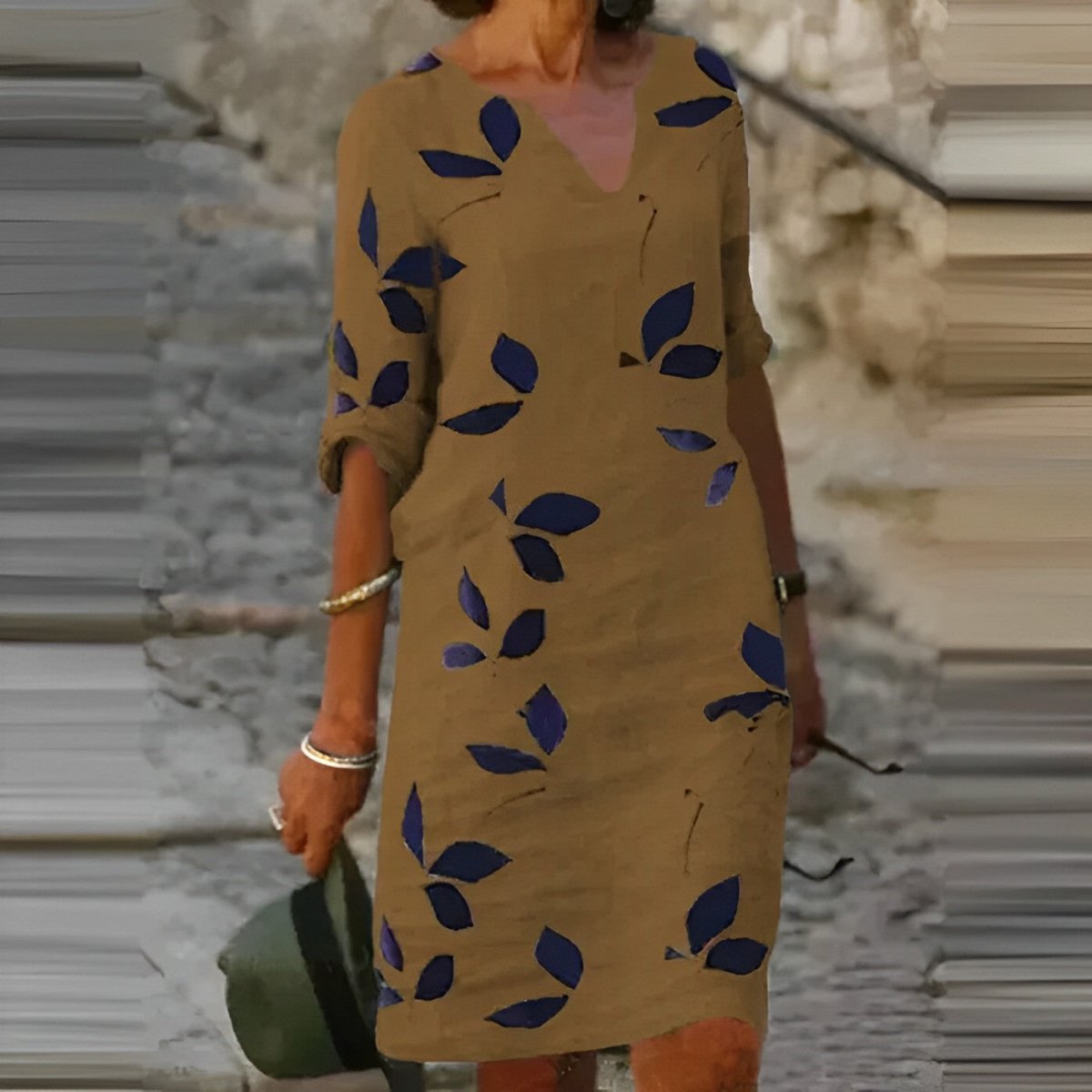 Virelle | Vintage summer dress for women with short sleeves and V - neck | Mini - Nalani - Fashion Clothing and Decor