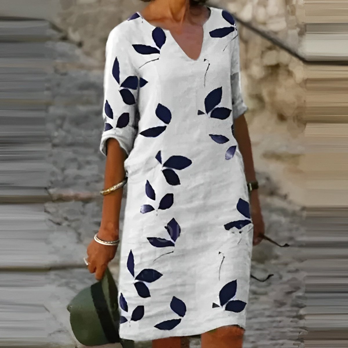 Virelle | Vintage summer dress for women with short sleeves and V - neck | Mini - Nalani - Fashion Clothing and Decor