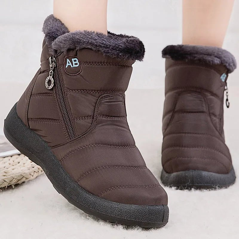 Water Resistant Faux Fur Lined Mid Calf Boots With Side Zipper - Nalani - UK Fashion Clothing and Decor