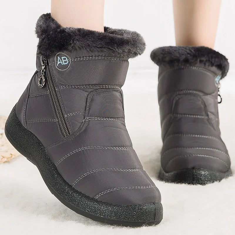 Water Resistant Faux Fur Lined Mid Calf Boots With Side Zipper - Nalani - UK Fashion Clothing and Decor