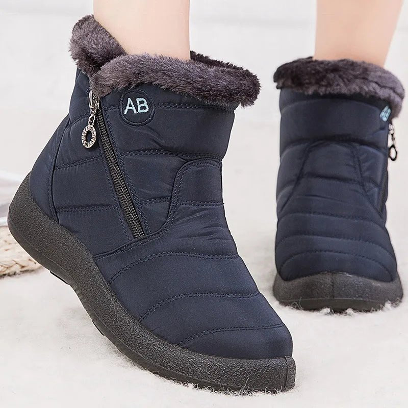 Water Resistant Faux Fur Lined Mid Calf Boots With Side Zipper - Nalani - UK Fashion Clothing and Decor