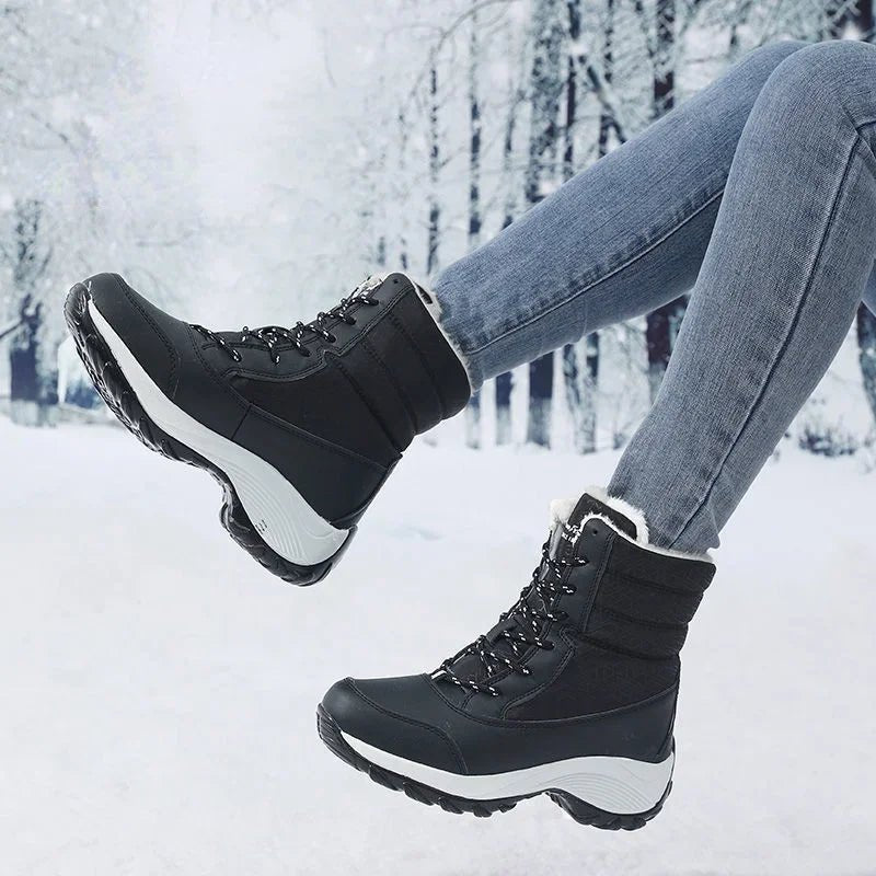 Water Resistant Snow Boots Mid Calf With Faux Fur Lining - Nalani - UK Fashion Clothing and Decor