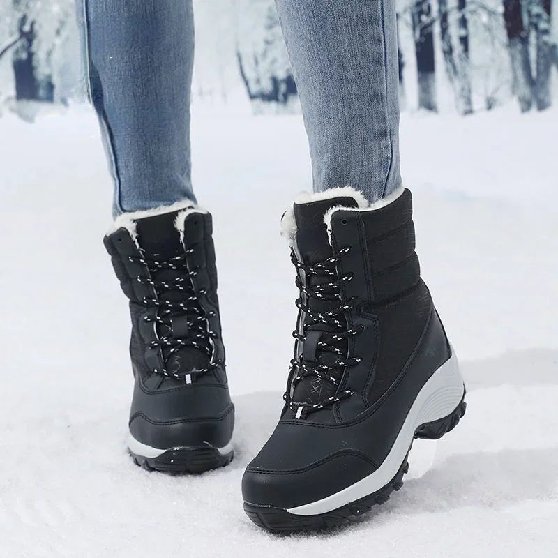 Water Resistant Snow Boots Mid Calf With Faux Fur Lining - Nalani - UK Fashion Clothing and Decor