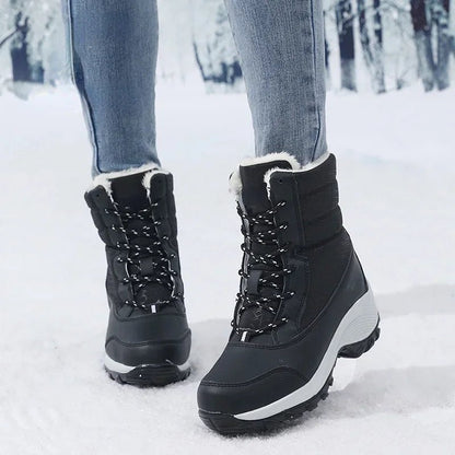 Water Resistant Snow Boots Mid Calf With Faux Fur Lining - Nalani - UK Fashion Clothing and Decor