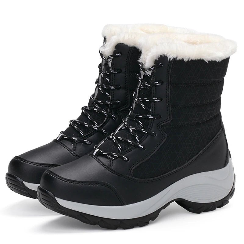 Water Resistant Snow Boots Mid Calf With Faux Fur Lining - Nalani - UK Fashion Clothing and Decor