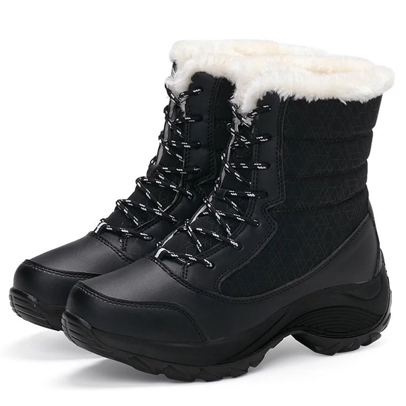 Water Resistant Snow Boots Mid Calf With Faux Fur Lining - Nalani - UK Fashion Clothing and Decor