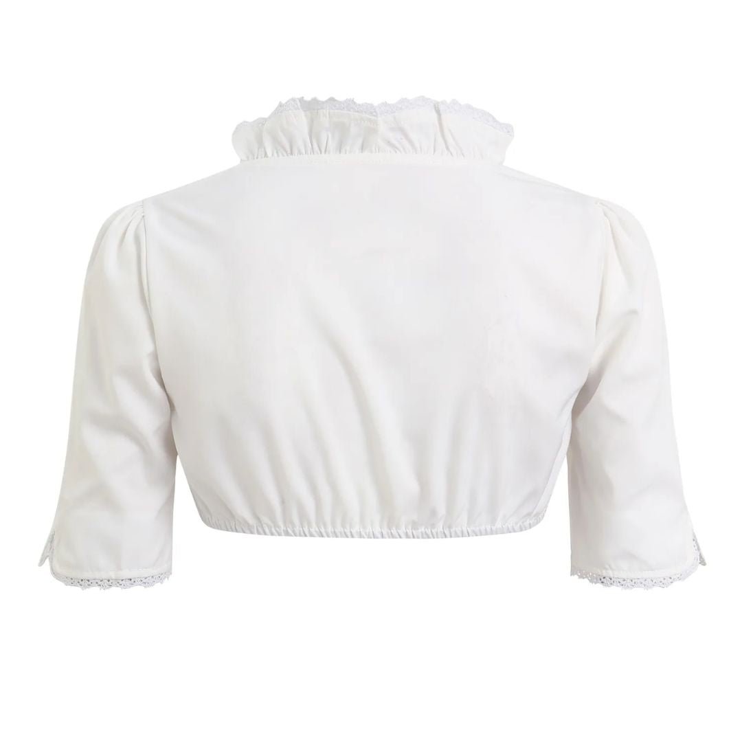 White Lace Dirndl Blouse - Corset Crop Top for Oktoberfest - Nalani - Fashion Clothing and Decor