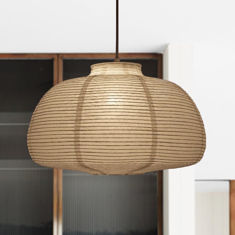 Wide Lantern Pendant Light With Paper Shade White 1 Light - Nalani - UK Fashion Clothing and Decor