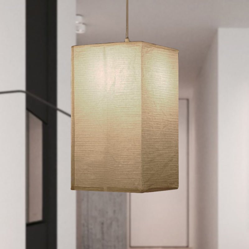 Wide Lantern Pendant Light With Paper Shade White 1 Light - Nalani - UK Fashion Clothing and Decor