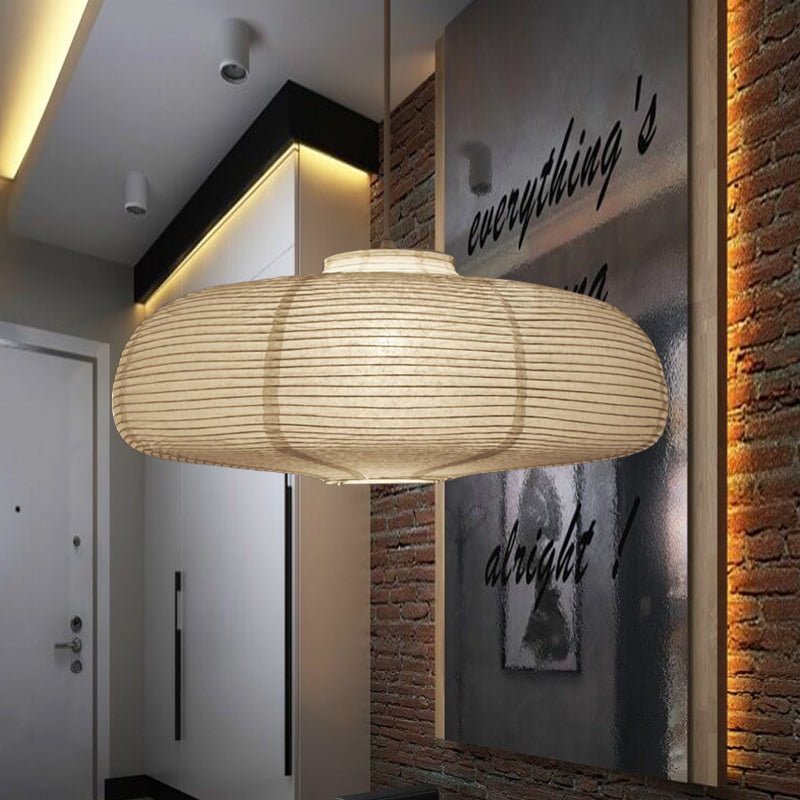 Wide Lantern Pendant Light With Paper Shade White 1 Light - Nalani - UK Fashion Clothing and Decor