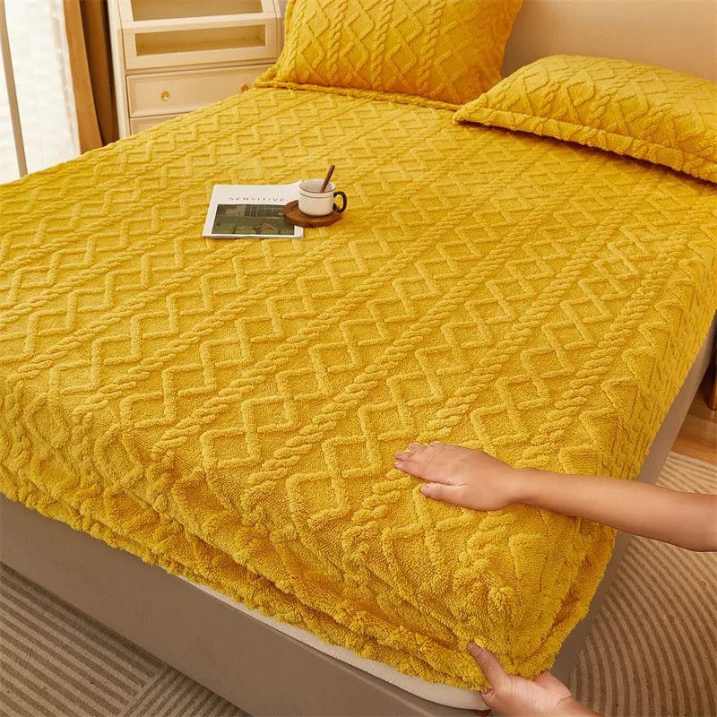Winter Duver Dover Velvet Fleece Bedding For Warm Yellow Comfort - king size bed - Nalani - UK Fashion Clothing and Decor