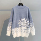 Women Christmas Snowflake Sweater Crew Neck Cozy Winter Knit - Nalani - UK Fashion Clothing and Decor