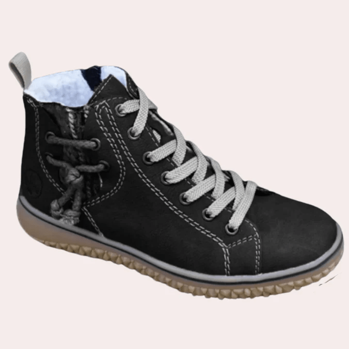 Women Lace Up Ankle Boots Smooth Leather With Treaded Sole - Nalani - UK Fashion Clothing and Decor