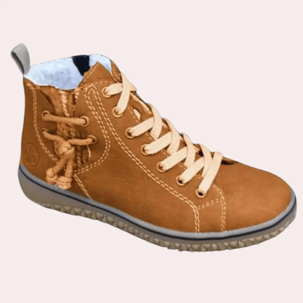 Women Lace Up Ankle Boots Smooth Leather With Treaded Sole - Nalani - UK Fashion Clothing and Decor