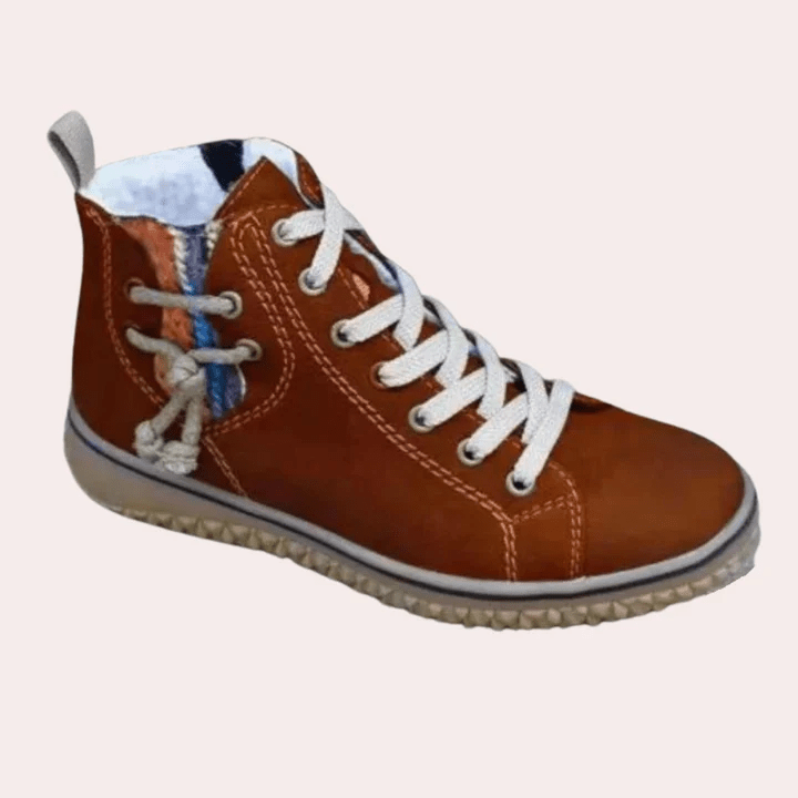 Women Lace Up Ankle Boots Smooth Leather With Treaded Sole - Nalani - UK Fashion Clothing and Decor