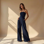 Women Strapless Jumpsuit With Waist Sculpting Corset For Elegant Slim Fit - Nalani - UK and AUS Fashion Clothing and Decor