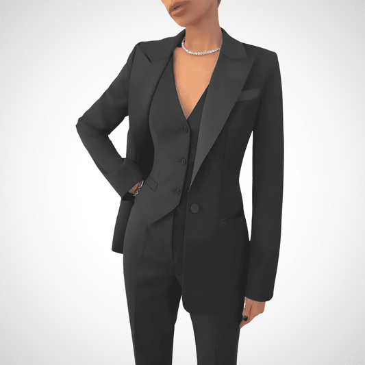 Women Three Piece Tailored Suit Set Blazer Vest Trousers - Nalani - UK Fashion Clothing and Decor