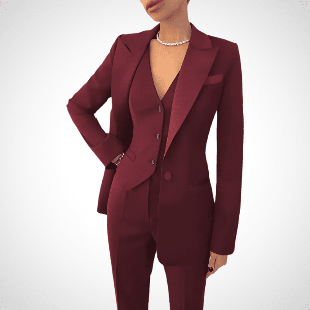 Women Three Piece Tailored Suit Set Blazer Vest Trousers - Nalani - UK Fashion Clothing and Decor
